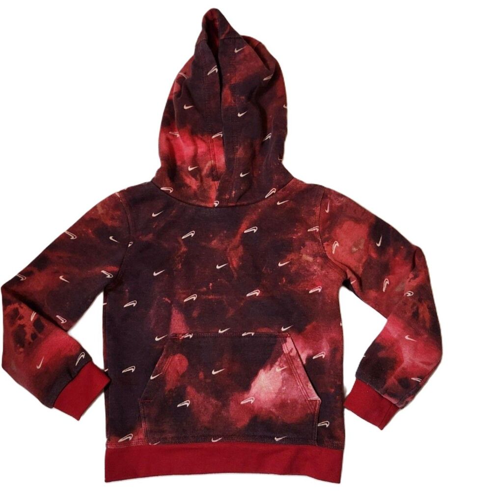 Nike Toddler Hoodie 4T Red Splash Tie‑Dye Pullover